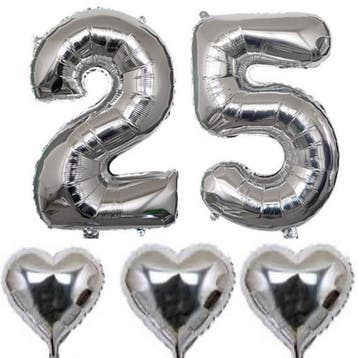 25-jarig jubileum set met buttons en folie ballonnen, Verzenden, Nieuw, Versiering, Geboorte of Huwelijk
