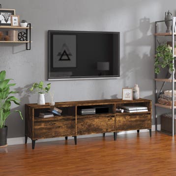 vidaXL Tv-meubel 150x30x44,5 cm bewerkt hout gerookt, Minder dan 50 cm, Verzenden, Nieuw, Minder dan 100 cm