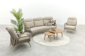 VDG Bilbao/Mindo verstelbare rope stoel-bank loungeset -, Verzenden, Nieuw, Hout, Loungeset
