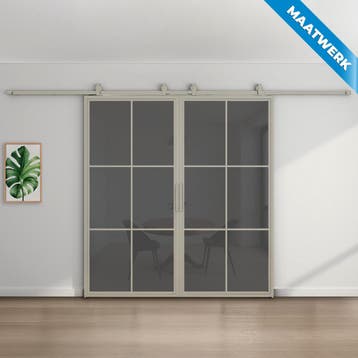 Dubbele stalen Schuifdeuren Kiezelgrijs 6 Vlaks Maatwerk Roo, Nieuw, Metaal
