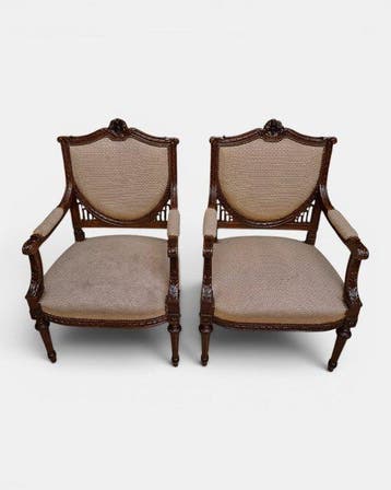 Fauteuil - Hout, Antiek en Kunst, Antiek | Meubels | Stoelen en Banken