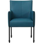 Set van 4 Leren eetkamerstoelen More - Hermes Turquoise, Huis en Inrichting, Stoelen, Ophalen of Verzenden, Nieuw, Leer, Vijf, Zes of meer stoelen