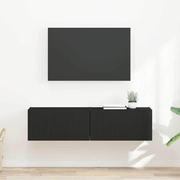 vidaXL TV Wandkast 2 st Zwart Bewerkt hout, Huis en Inrichting, Minder dan 50 cm, Verzenden, Nieuw, Minder dan 100 cm