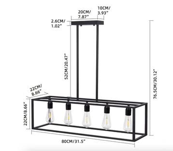 Industriële 5-lichts Plafondlamp – Vintage Zwart van Ijzer, Huis en Inrichting, Lampen | Hanglampen, Verzenden, Nieuw