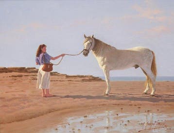 Rafael Mumpao Hinojosa (1948) - La mujer del caballo blanco, Antiek en Kunst