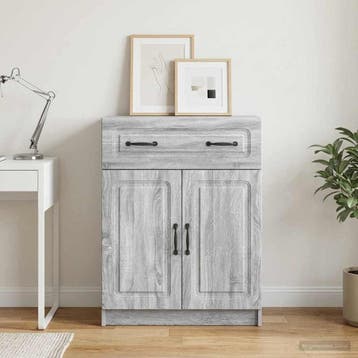 vidaXL Dressoir met lade Grijs sonoma 66 x 34,5 x 87 cm, Verzenden, Nieuw, Overige houtsoorten, Minder dan 50 cm