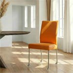 Leren eetkamerstoel Comfort met wieltjes - Toledo Mandarin, Ophalen of Verzenden, Nieuw, Leer, Modern