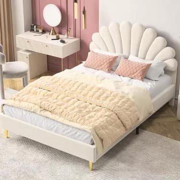 Gestoffeerd Tweepersoonsbed 140x200 cm met Bloemhoofdeinde, Huis en Inrichting, Slaapkamer | Bedden, Verzenden, Nieuw