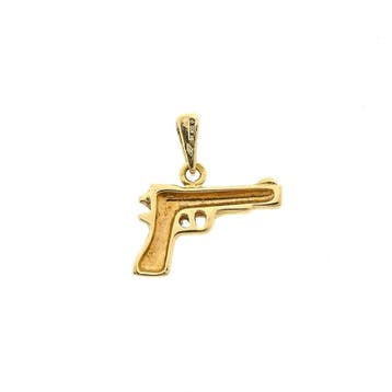 18 Krt. Gouden hanger van een pistool (Hanger of bedel), Ophalen of Verzenden, Gebruikt, Goud, Overige merken