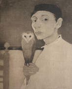 Jan Mankes (1889-1920) - Zelfportret met Uil, Antiek en Kunst
