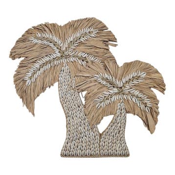 Wanddecoratie schelpen palmbomen 34x36x1cm, Tuin en Terras, Verzenden, Nieuw