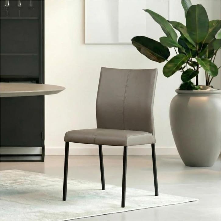 Set van 10 Leren eetkamerstoelen Basic - Toledo Smog, Huis en Inrichting, Stoelen, Nieuw, Leer, Ophalen of Verzenden