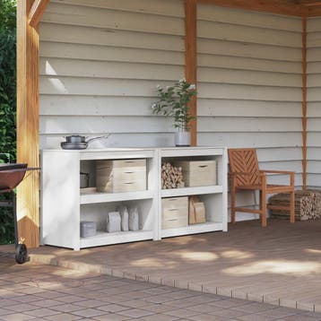 vidaXL Buitenkeukenkast MEPPEL 2 pcs Wit 212 x 55 x 92 cm, Verzenden, Nieuw, Wit