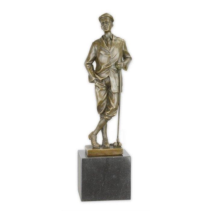 sculptuur, Elegant Bronze Figure of a Golf Player – Signed, Antiek en Kunst, Curiosa en Brocante