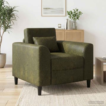 vidaXL Fauteuil Legergroen Nep Suede Leer, Huis en Inrichting, Fauteuils, Verzenden, Nieuw