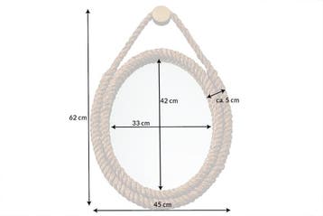 Maritieme wandspiegel SEVEN SEAS 60cm natuurlijk ovaal frame, Ophalen of Verzenden, Nieuw