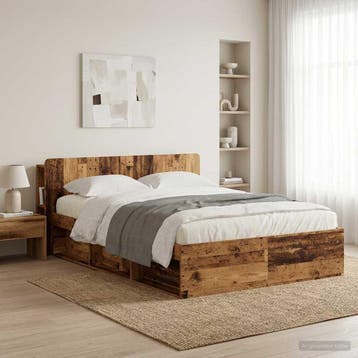 vidaXL Hoofdeinde kas met opslag Oud hout Bewerkt hout, Huis en Inrichting, Slaapkamer | Bedden, Verzenden, Nieuw, Bruin, Hout