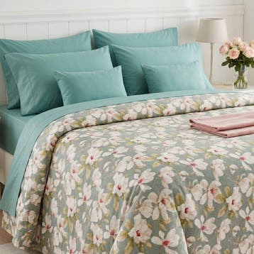 BA229 - Bloemenbedsprei - Klaar voor gebruik - Azuurblauw,