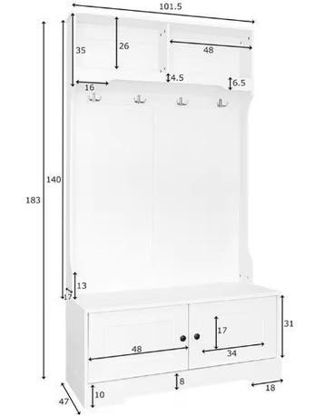 Kapstok & Entree Kast met 4 Haken en 2 Vakjes, Verzenden, Nieuw