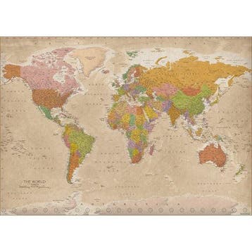 Kurk prikbord wereldkaart - VINTAGE - 100 x 140 cm, Ophalen of Verzenden, Nieuw
