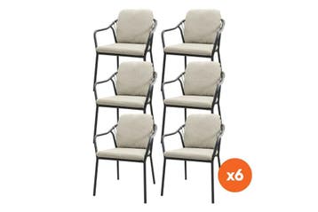 VDG Set van 6 - Pisa rope dining tuinstoel - Royal Grey, Tuin en Terras, Tuinstoelen, Verzenden, Nieuw, Overige materialen