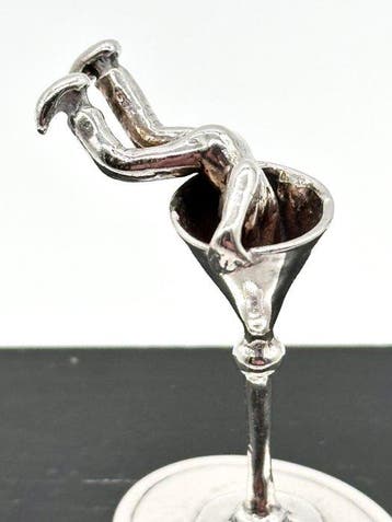 No reserve-Zilveren spreekwoorden miniatuur Te diep in het, Antiek en Kunst