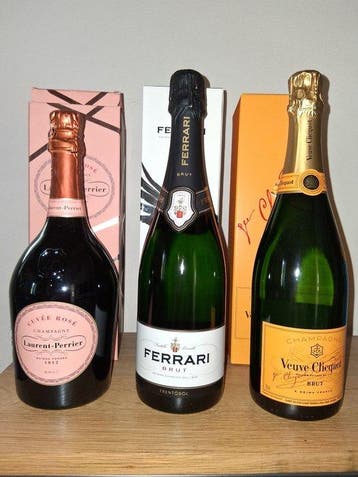 Veuve Clicquot, , Laurent-Perrier Cuvée Rosé & Ferrari Brut, Nieuw