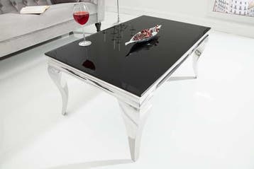 Elegante salontafel MODERN BAROK 100cm zilver met zwart, Ophalen of Verzenden, Nieuw