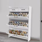 Smalle Vrijstaande Schoenenkast  3 Klapladen en 2 Lades  Wit, Huis en Inrichting, Verzenden, Nieuw