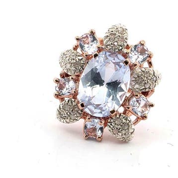 Zonder minimumprijs - Ring - 9 kt. Roségoud, Zilver Spinel -, Nieuw