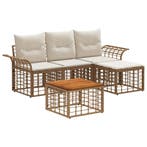 vidaXL Buiten bankenset 5 pcs Natuurlijk en Crème Wit, Tuin en Terras, Tuinsets en Loungesets, Verzenden, Nieuw, Rotan, 5 zitplaatsen