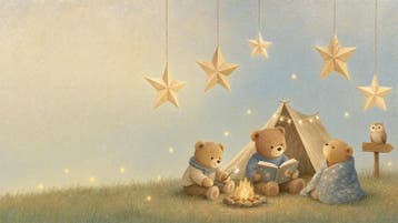Beren behang babykamer – fotobehang met tent en sterren, Verzenden, Fotobehang