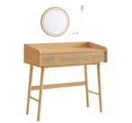 Boho Kaptafel met LED-Spiegel en 3 Lades, Huis en Inrichting, Verzenden, Nieuw
