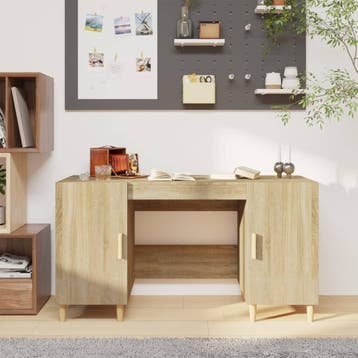 vidaXL Bureau 140x50x75 cm bewerkt hout sonoma eikenkleurig, Huis en Inrichting, Verzenden, Nieuw
