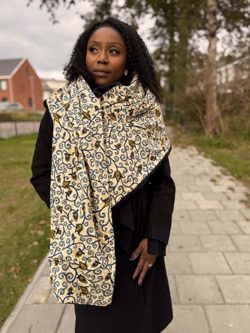 Warme Sjaal met Afrikaanse print Unisex - Gele Branches, Kleding | Dames, Mutsen, Sjaals en Handschoenen, Ophalen of Verzenden