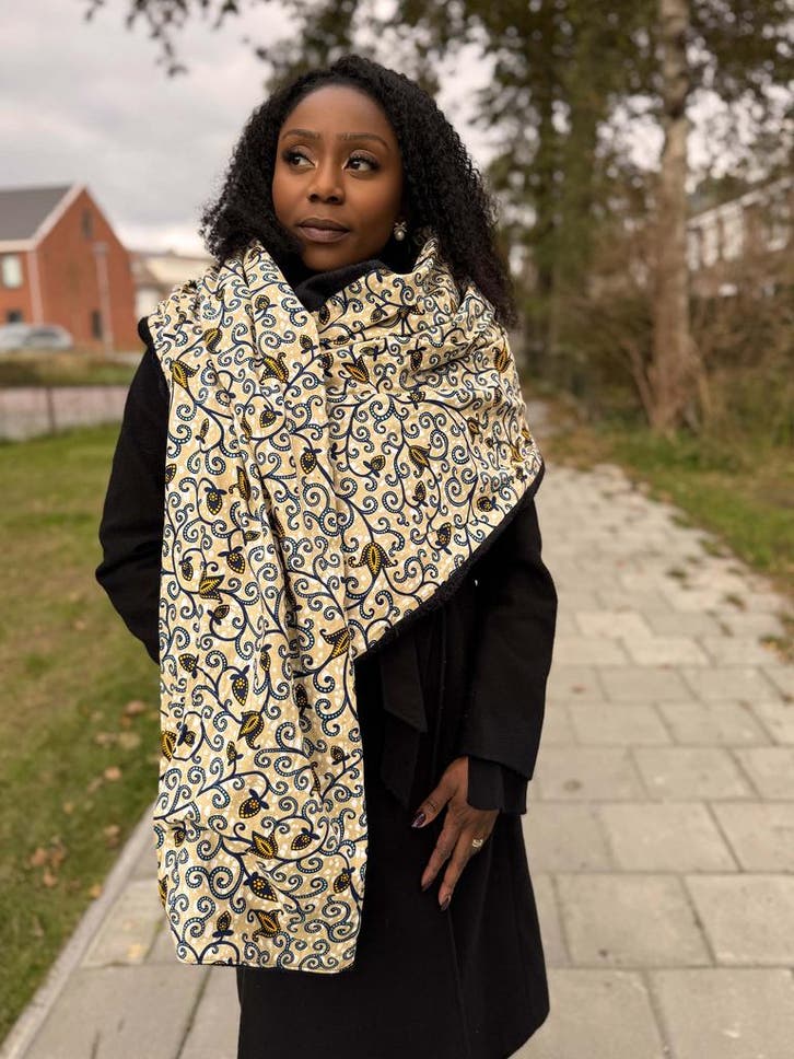 Warme Sjaal met Afrikaanse print Unisex - Gele Branches, Kleding | Dames, Mutsen, Sjaals en Handschoenen, Nieuw, Ophalen of Verzenden