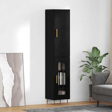 vidaXL buffetkast 2 pcs Zwart Eiken Bewerkt hout, Minder dan 50 cm, Verzenden, Nieuw, Minder dan 100 cm
