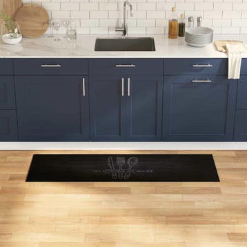 vidaXL Keuken Vloerkleed Bestek Zwart 150 x 45 cm Fluweel, Verzenden, Nieuw