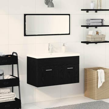 vidaXL Badkamerkast Zwart Eiken 80 x 38,5 x 46 cm Bewerkt, Verzenden, Nieuw, (Half)hoge kast