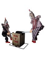 Halloween Decoratie 2 Clowns Op Wip 125cm Animatronic Licht, Verzenden, Nieuw, Overige typen