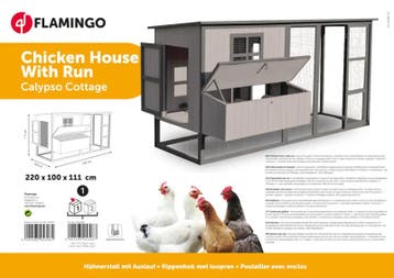 Kippenhok Flamingo Calypso Cottage – Houten Kippenhok met., Dieren en Toebehoren, Pluimvee | Toebehoren, Verzenden, Nieuw, Kippenhok of Kippenren