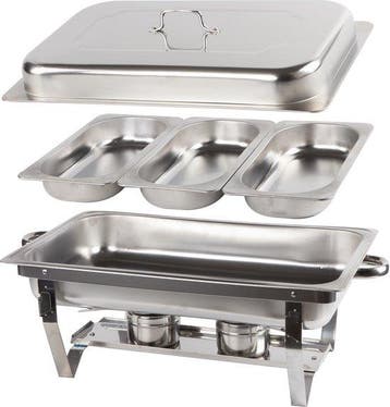 Alora Chafing Dish Chrome 3 Bakken - Voedsel Warmhouden -, Huis en Inrichting, Keuken | Keukenbenodigdheden, Nieuw
