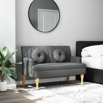 vidaXL Bankje met kussens 113x64,5x75,5 cm stof donkergrijs, Verzenden, Nieuw, Stof