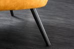 Fauteuil AMSTERDAM, fluweel, mosterdgeel, zwarte metalen, Ophalen of Verzenden, Nieuw
