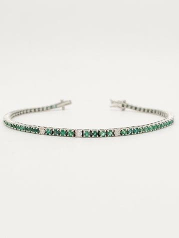 Armband - 18 karaat Witgoud Smaragd - Diamant, Nieuw