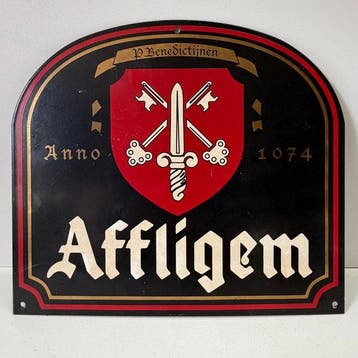 Belgisch Abdijbier Affligem - Emaille bord - Emaille,, Antiek en Kunst
