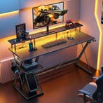 Gaming bureau - Gaming desk - Gaming tafel - 140x47 cm - Zwa, Verzenden, Zo goed als nieuw
