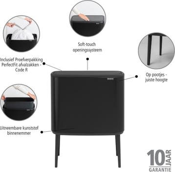 Brabantia Bo Touch Bin Prullenbak - 36 liter - 1 vak - Matt, Ophalen of Verzenden, Zo goed als nieuw