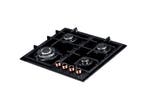 Everglades - Gas Kookplaat - Zwart Glas, Verzenden, Nieuw, Gas, 4 kookzones
