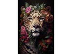 Glasschilderij Tijger met Bloemen | 1060, Ophalen of Verzenden, Nieuw